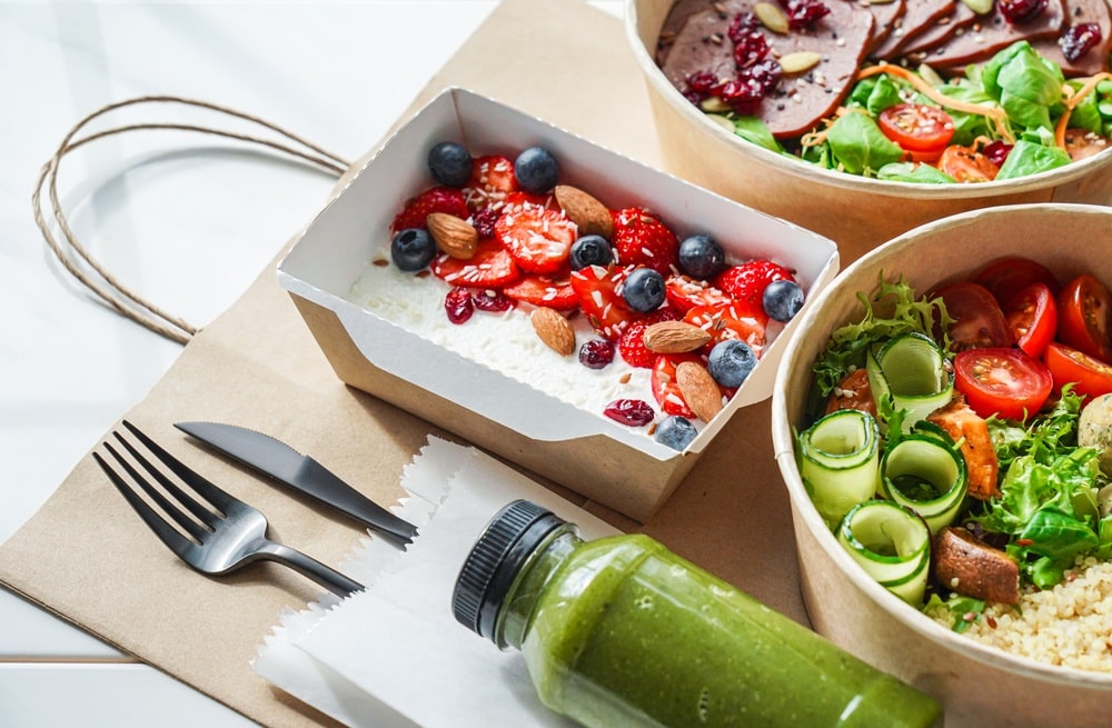 A beautifully arranged catering spread with various dishes perfect for catering for business lunch.