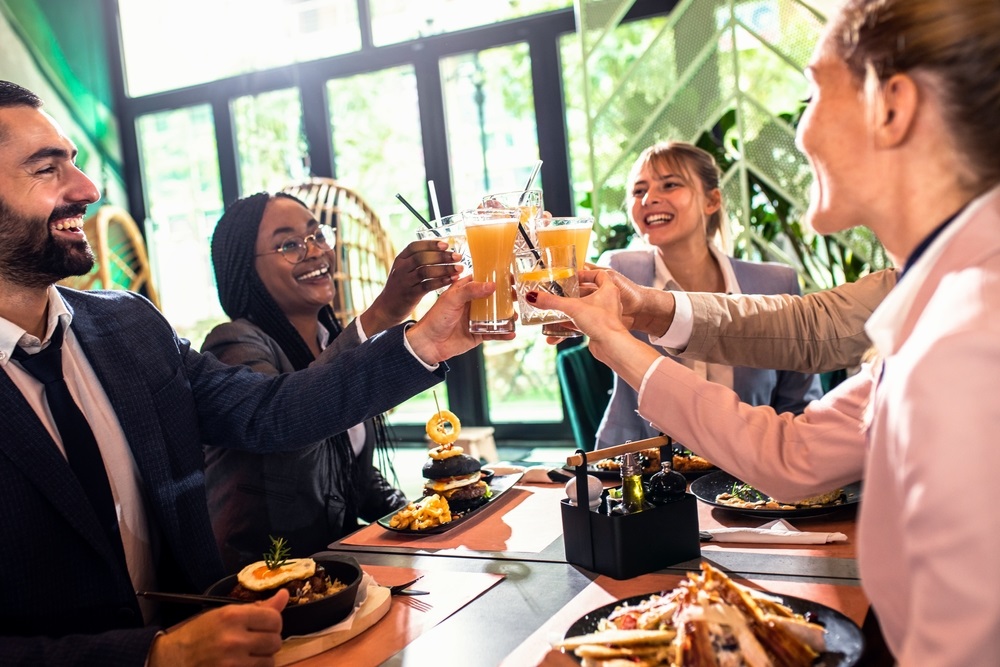 Corporate lunch catering for employees enjoying nutritious meals in an office setting.
